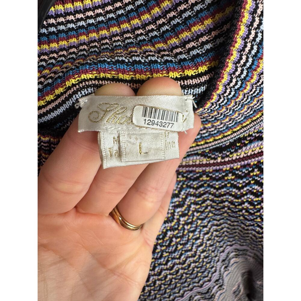 SHOSHANNA Etta Dress RTR Anthropologie Multicolor Fair Isle Stripe Sweater Sz Lg - Picture 3 of 11